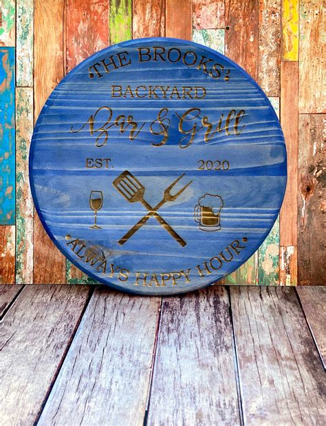 BBQ Sign Personalized Wood BBQ Sign Outdoor BBQ Sign Bar & | Etsy