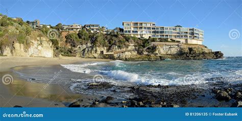 Panorama of West Street Beach in South Laguna Beach,California. Stock Image - Image of sand ...