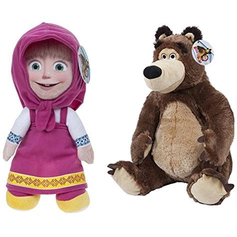 MASHA AND THE BEAR - Set of 2 Plush toys "Masha" (sitting 9"-25cm/standing 14"-36cm) and "The Be ...