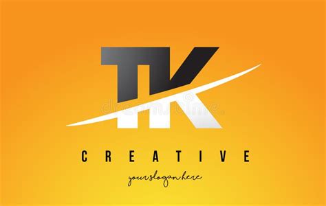 TK T K Letter Modern Logo Design with Yellow Background and Swoosh. Stock Vector - Illustration ...