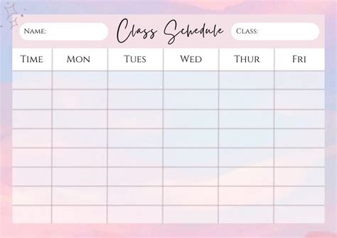 Pastel Class Schedule Template in 2022 | Class schedule template, Study sche… | Class schedule ...