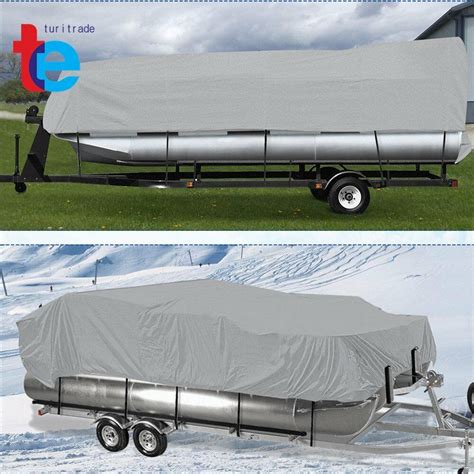 Pontoon Boat Cover Waterproof Trailerable Heavy Duty Fabric Gray 21 22 23 24FT | eBay