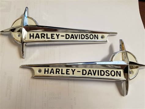 Gas Tank Emblems Badges Harley Panhead 1961-62 Chrome OEM Softail Tour ...