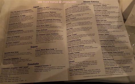 Menu at Columbia Restaurant, Tampa, E 7th Ave