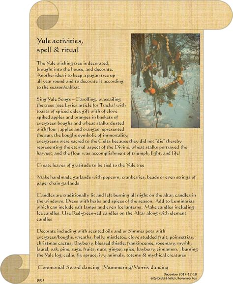 Spells, rituals & activities of 'Yule' - the terra mind