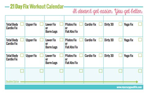 Printable 21 Day Fix Workout Calendar | 21 day fix workouts, 21 day fix ...