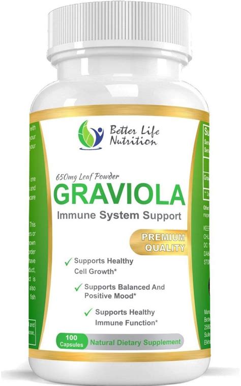 Graviola: no.1 Immune and Mood Support - 650mg Capsules - Premium Quality Dietary Supplement for ...