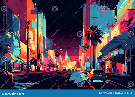 Las Vegas Strip Neon Art. Neural Network AI Generated Stock ...