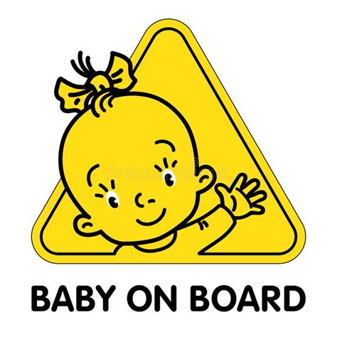 Baby on Board Sticker. Funny Small Face of Girl Stock Vector ...