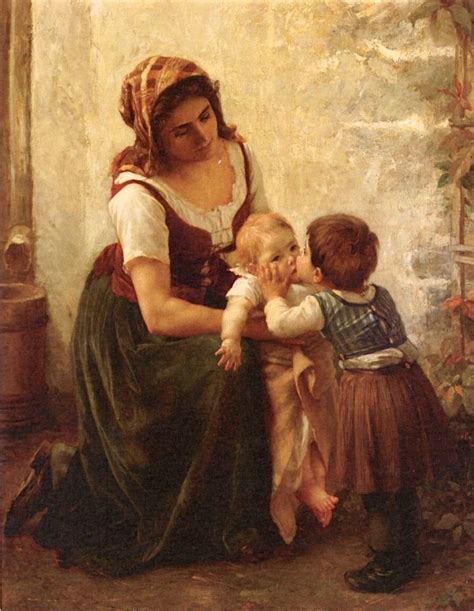 The Kiss (also known as Mother and Children) Painting | Timoléon Marie ...