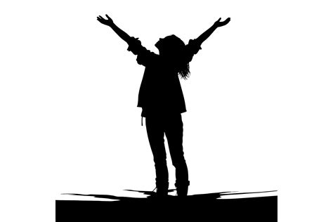 Christian Worship Woman Lifting Hands Silhouette Neon Vector Illustration Grafika przez Evoke ...