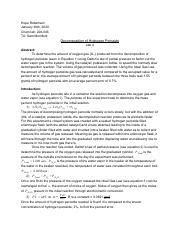 Lab 4- Decomposition of Hydrogen Peroxide 1 .pdf - Hope Robertson January 30th 2020 Chem lab ...