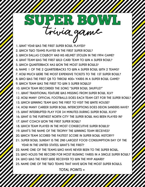 Free Printable Super Bowl Trivia Questions Game | realsimple