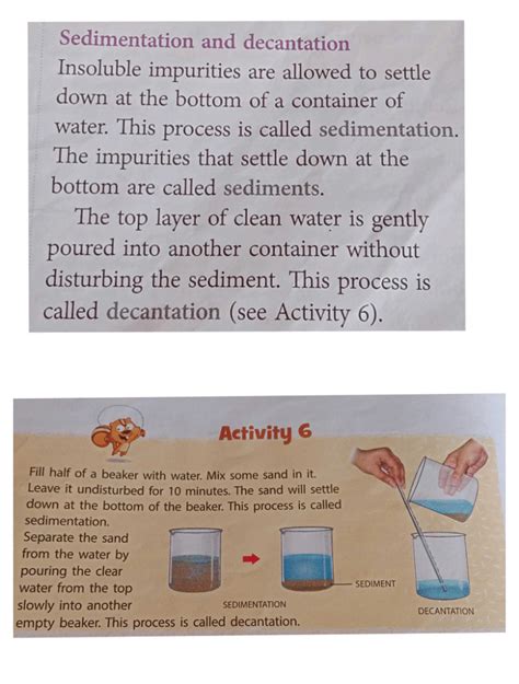 Explain decantation and sedimentation? - EduRev Class 6 Question