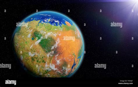 terraformed Mars, plants and oceans on the red planet Stock Photo - Alamy