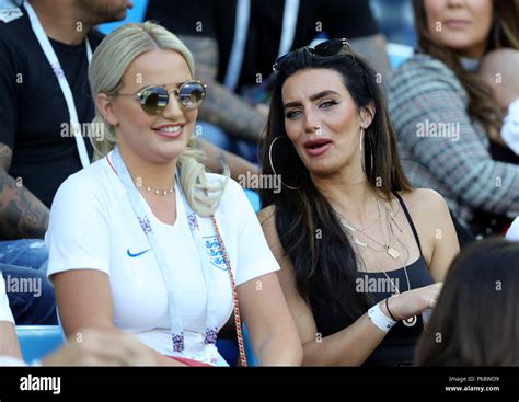 Megan Davison, girlfriend of England goalkeeper Jordan Pickford (left) and Annie Kilner ...