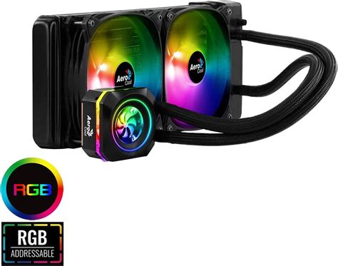 Aerocool Pulse 240mm ARGB AIO Water Cooling System, AMD & Intel Compatible, Two Addressable RGB ...