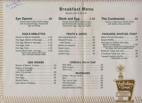 Holiday Inn Breakfast Menu, 1968 | Vintage menu, Menu restaurant, Holiday inn breakfast