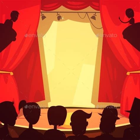 Theater Scene Illustration | Ilustrações vetoriais, Palco teatro ...