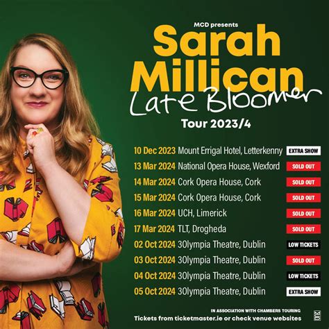 SARAH MILLICAN: LATE BLOOMER Irish Tour Extra Dates Confirmed