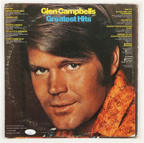 Glen Campbell Signed "Greatest Hits" Vinyl Record Album Cover (JSA ...