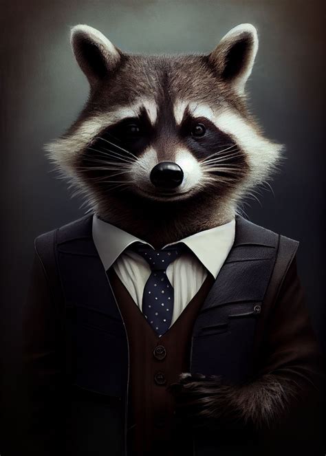 'Raccoon Suit' Poster, picture, metal print, paint by DecoyDesign | Displate