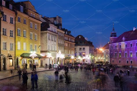 Warsaw Old Town by Night | Architecture Stock Photos ~ Creative Market