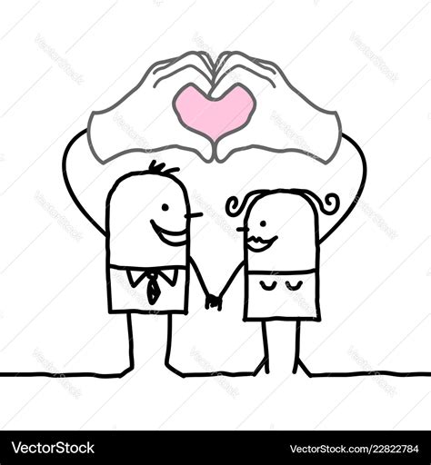 Cartoon couple making heart sign with their hands Vector Image