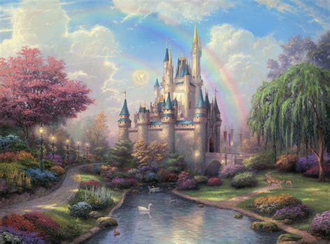 Free download | HD wallpaper: Cinderella's Castle by Thomas Kinkade, Disney Castle wallpaper ...