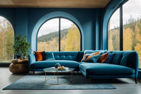 Blue Sofa Against Big Window Free Stock Photo - Public Domain Pictures