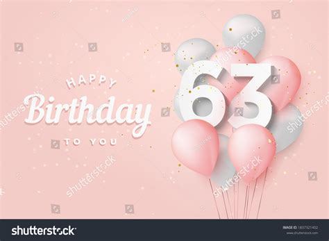 Happy 63th Birthday Balloons Greeting Card Stock Illustration ...