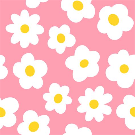 Pink Cartoon Flowers Background, Seamless Pattern EPS Vector. Simple Modern Abstract Summer ...