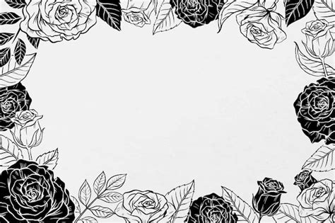 Free Vector | Vintage rose frame background, flower illustration in black and white vector