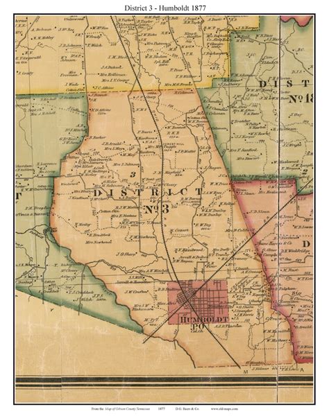 District 3 - Humboldt, Tennessee 1877 Old Town Map Custom Print Gibson Co. - OLD MAPS