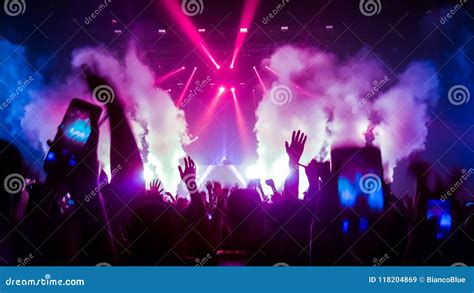 Happy People Dance in Nightclub Party Concert Stock Image - Image of ...