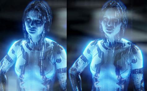 In Halo 2 Anniversary, Cortana has creases at the her armpits insinuating she is not naked in 2A ...