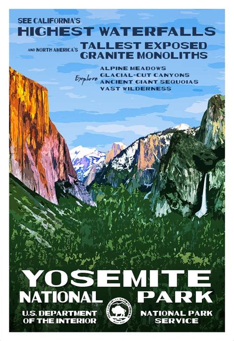 Yosemite National Park Poster | Retro Yosemite Valley Poster