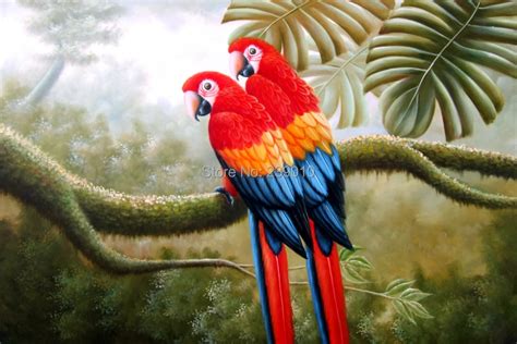 Aliexpress.com : Buy free shipping parrot oil painting printed on canvas realist parrot fly on ...