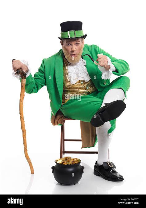 Leprechaun with a pot of gold Stock Photo - Alamy