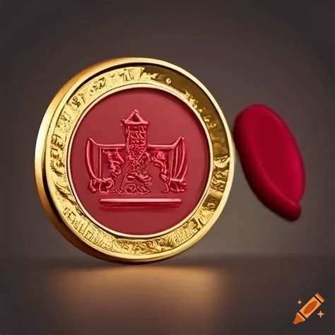 Gold coin with a red wax seal