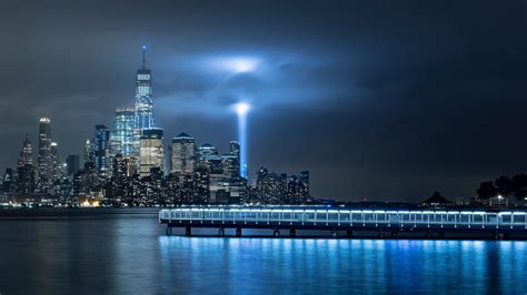 new york city, 4K, skyline, night, skyscraper, usa, one world trade ...