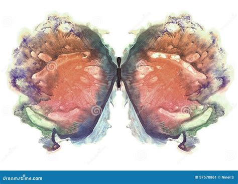 Rorschach. Butterfly. Orange Watercolor. Stock Illustration - Illustration of tinted, colored ...