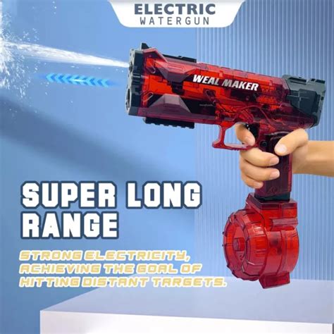 ELECTRIC WATER GUN Blaster Guns Super Power Squirt Toy Kids Adults Range - Red $39.85 - PicClick