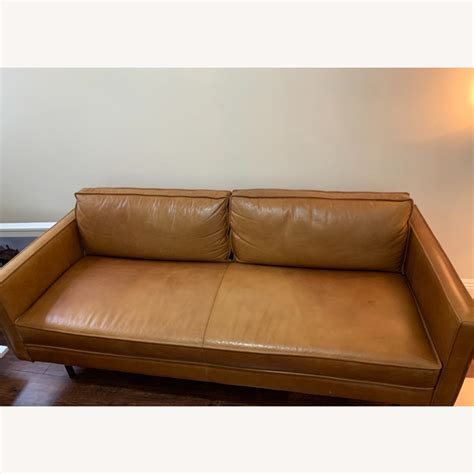 West Elm Axel Leather Sofa in the Color Saddle - AptDeco