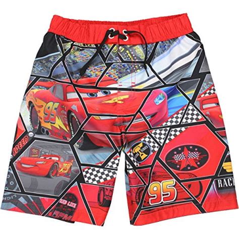 Disney Cars Boys Swim Trunks Swimwear (4, Red/Black) - Walmart.com