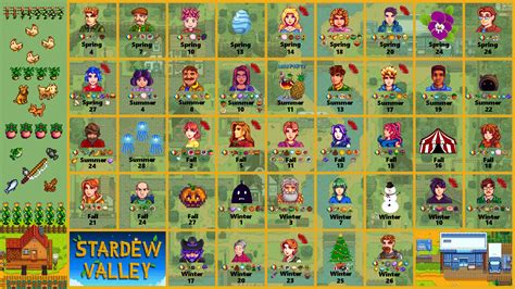 Stardew Valley Birthday Calendar