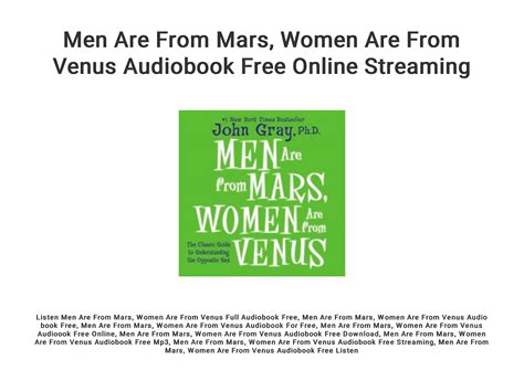 Men Are From Mars, Women Are From Venus Audiobook Free Online Streaming ...