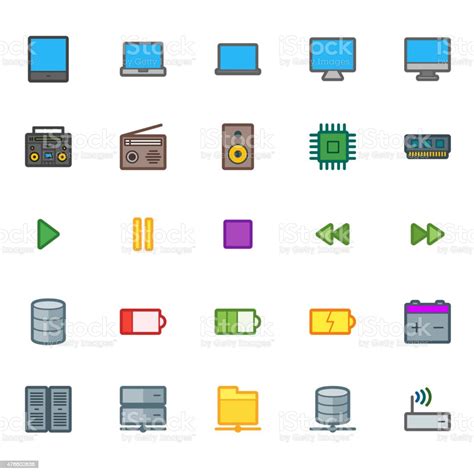 25 Icons In Material Design Color Palette Set 8 Stock Illustration - Download Image Now - 2015 ...