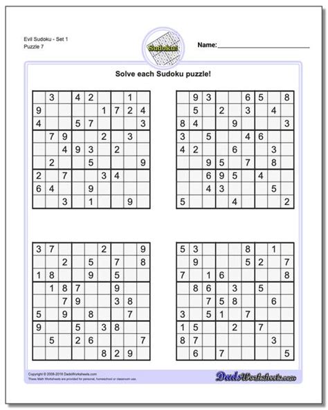 Sudoku Evil Printable - Customize and Print