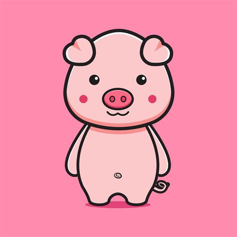 Cute pig cartoon icon illustration 3124786 Vector Art at Vecteezy